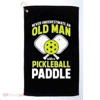 Mens Never Underestimate Old Man Funny Pickleball Paddle Gift TShirt Golf Towel thumb 0