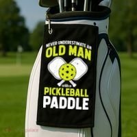 Mens Never Underestimate Old Man Funny Pickleball Paddle Gift TShirt Golf Towel thumb 2