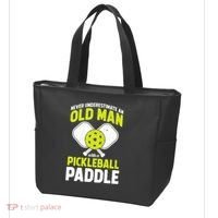 Mens Never Underestimate Old Man Funny Pickleball Paddle Gift TShirt Tote Bag thumb 3