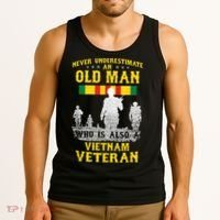 Mens Never Underestimate An OLD MAN Vietnam Veteran Gift Tank Top thumb 3