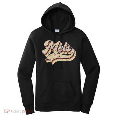Mets Name Vintage Retro Baseball Lovers Baseball Fans Women's Hoodie