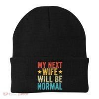My Next Wife Will Be Normal Funny Husband Distressed Retro Funny Gift Beanie thumb 0