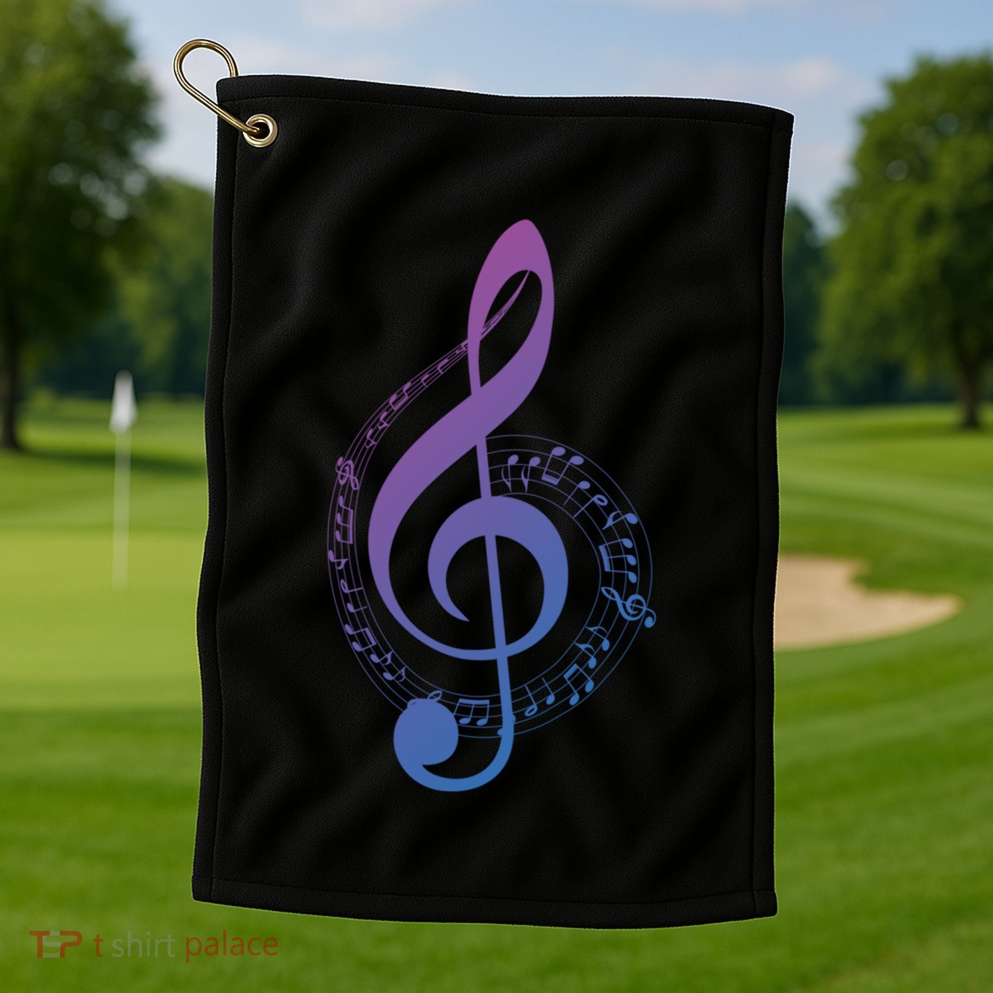 Music Note White Treble Clef Musical Symbol For Musician Gift Golf Towel