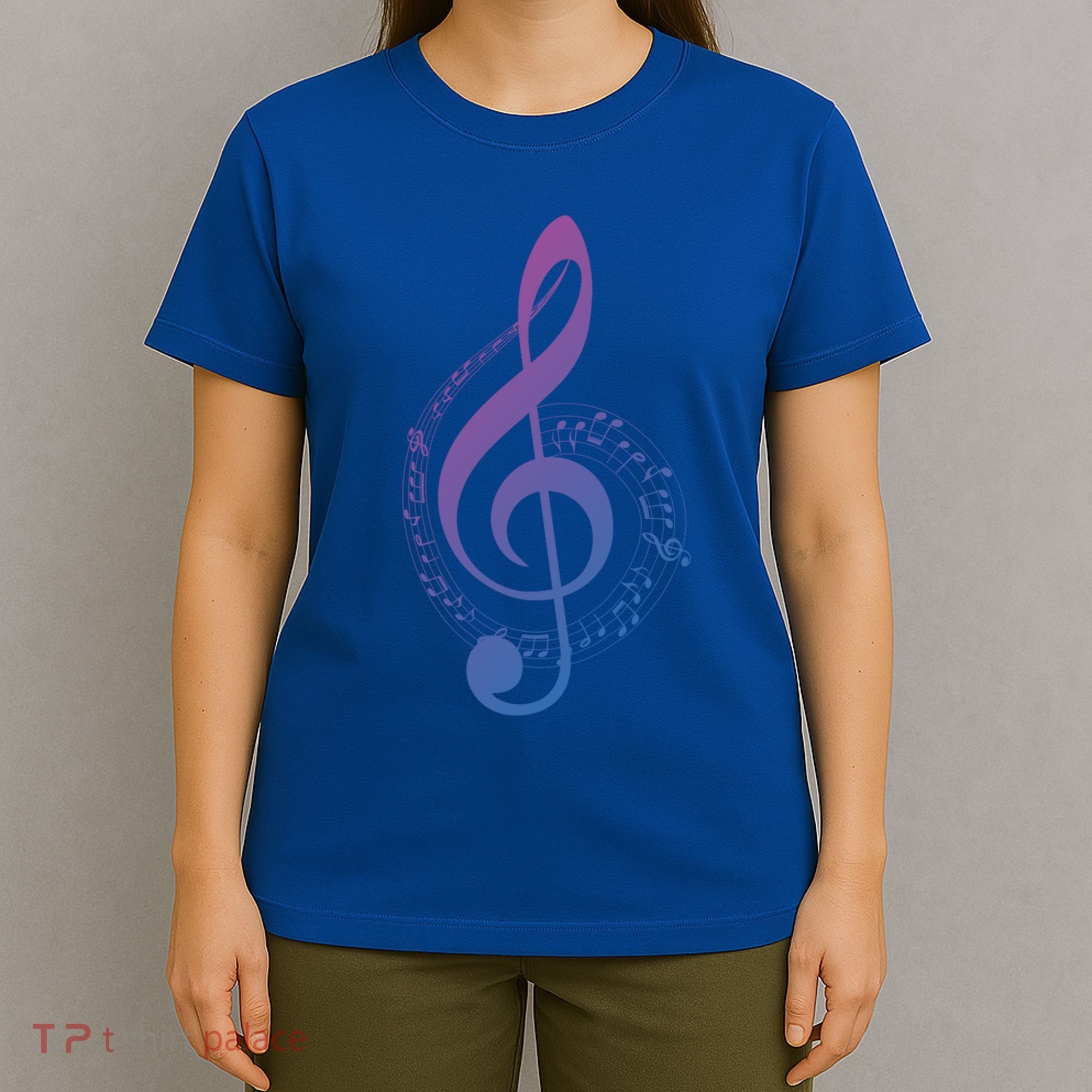 Music Note White Treble Clef Musical Symbol For Musician Gift T-Shirt