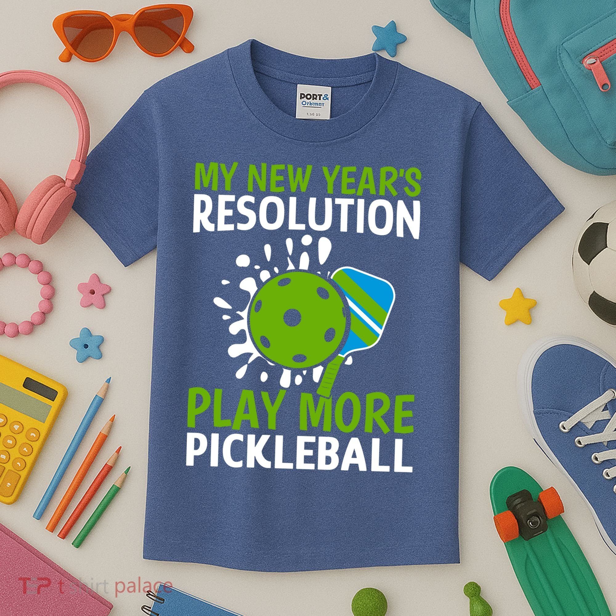 My New Year's Play More Pickleball Gift For Pickleball Lovers Kids T-Shirt