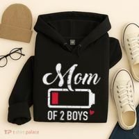 Mom Of 2 Low Battery Hoodie thumb 4