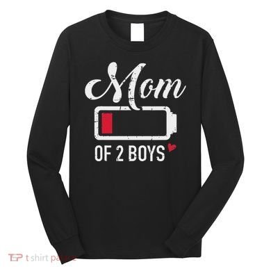 Mom Of 2 Low Battery Long Sleeve Shirt