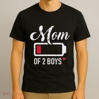 Mom Of 2 Low Battery T-Shirt thumb 3