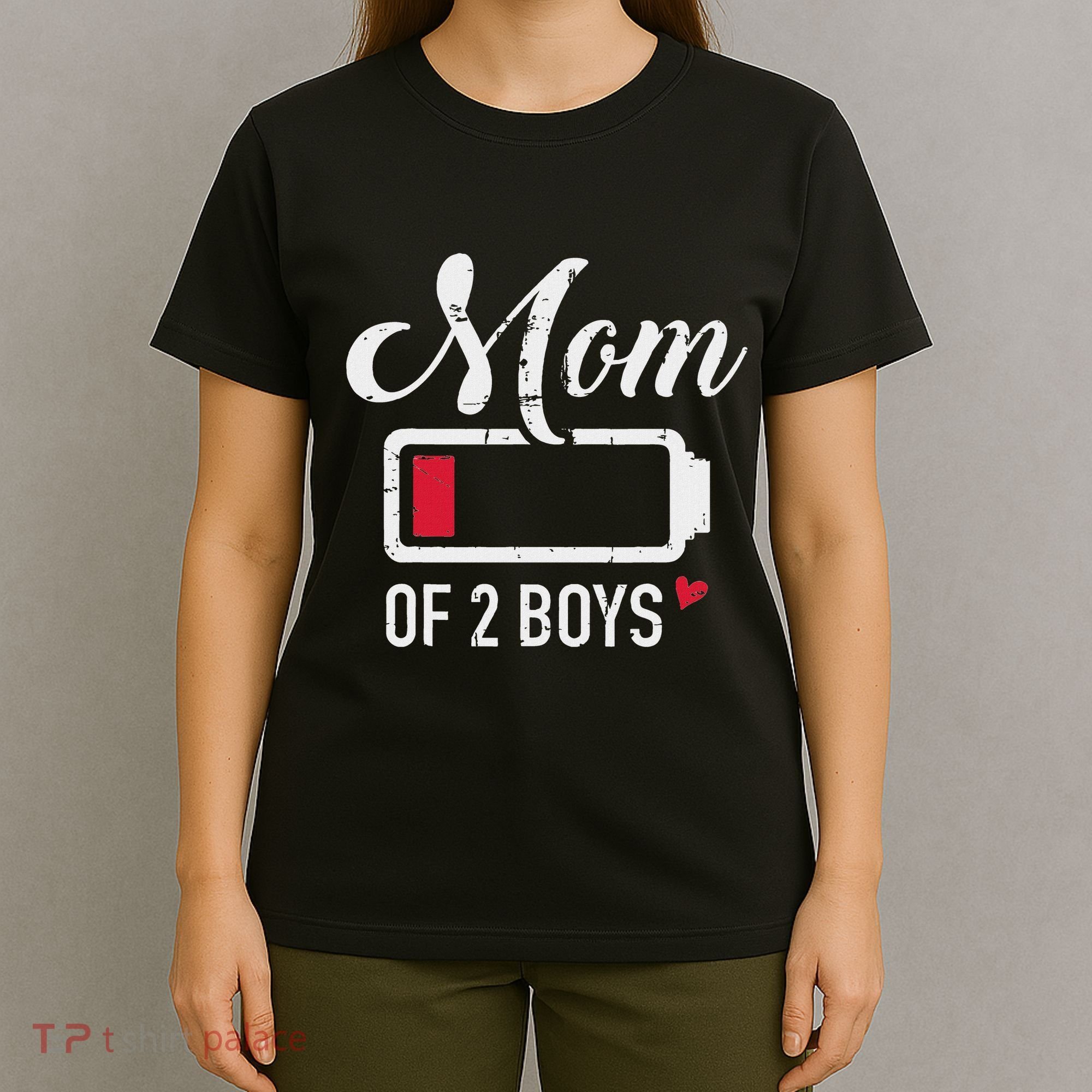Mom Of 2 Low Battery T-Shirt