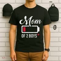 Mom Of 2 Low Battery T-Shirt thumb 6