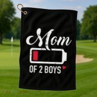 Mom Of 2 Low Battery Golf Towel thumb 1