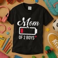 Mom Of 2 Low Battery Kids T-Shirt thumb 3