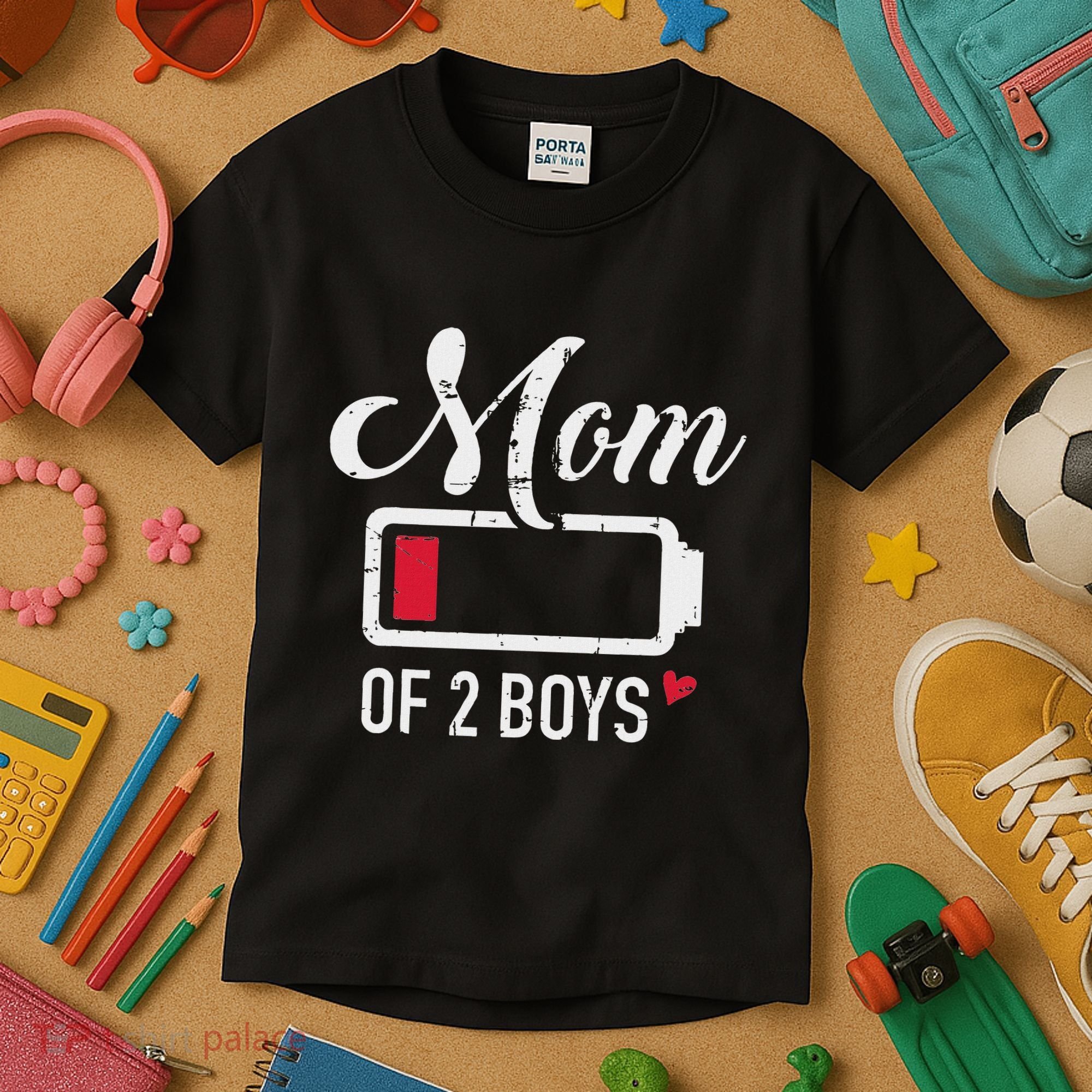Mom Of 2 Low Battery Kids T-Shirt