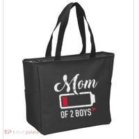 Mom Of 2 Low Battery Tote Bag thumb 2