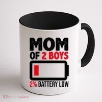 Mom Of 2 Boys 2 Percent Battery Low Funny Coffee Mug thumb 1