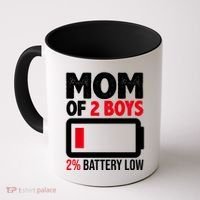 Mom Of 2 Boys 2 Percent Battery Low Funny Coffee Mug thumb 0
