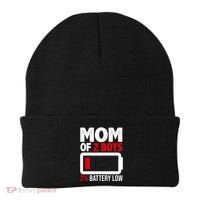Mom Of 2 Boys 2 Percent Battery Low Funny Beanie thumb 0