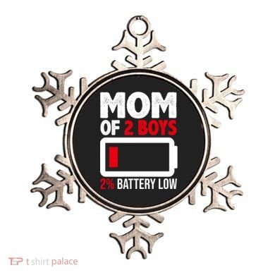 Mom Of 2 Boys 2 Percent Battery Low Funny Ornament