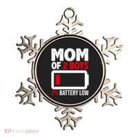 Mom Of 2 Boys 2 Percent Battery Low Funny Ornament thumb 0