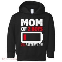 Mom Of 2 Boys 2 Percent Battery Low Funny Toddler Hoodie thumb 0