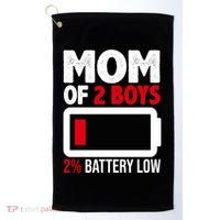 Mom Of 2 Boys 2 Percent Battery Low Funny Golf Towel thumb 0