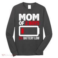 Mom Of 2 Boys 2 Percent Battery Low Funny Long Sleeve Shirt thumb 0