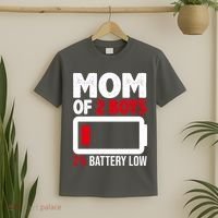 Mom Of 2 Boys 2 Percent Battery Low Funny T-Shirt thumb 2