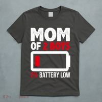 Mom Of 2 Boys 2 Percent Battery Low Funny T-Shirt thumb 5