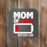 Mom Of 2 Boys 2 Percent Battery Low Funny Coaster thumb 0