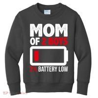 Mom Of 2 Boys 2 Percent Battery Low Funny Kids Sweatshirt thumb 0