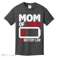 Mom Of 2 Boys 2 Percent Battery Low Funny Kids T-Shirt thumb 0