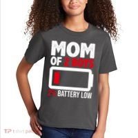 Mom Of 2 Boys 2 Percent Battery Low Funny Kids T-Shirt thumb 2