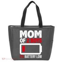 Mom Of 2 Boys 2 Percent Battery Low Funny Tote Bag thumb 0