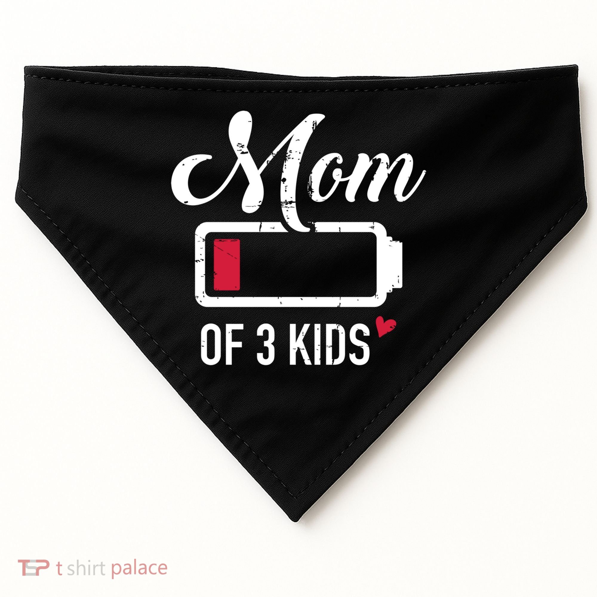 Mom Of 3 Low Battery Great Gift USA-Made Doggie Bandana