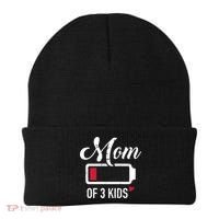 Mom Of 3 Low Battery Great Gift Beanie thumb 0