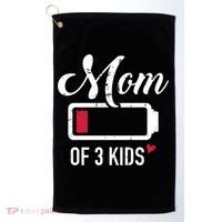 Mom Of 3 Low Battery Great Gift Golf Towel thumb 0