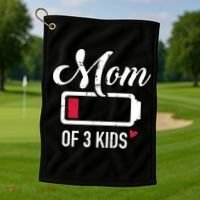 Mom Of 3 Low Battery Great Gift Golf Towel thumb 1