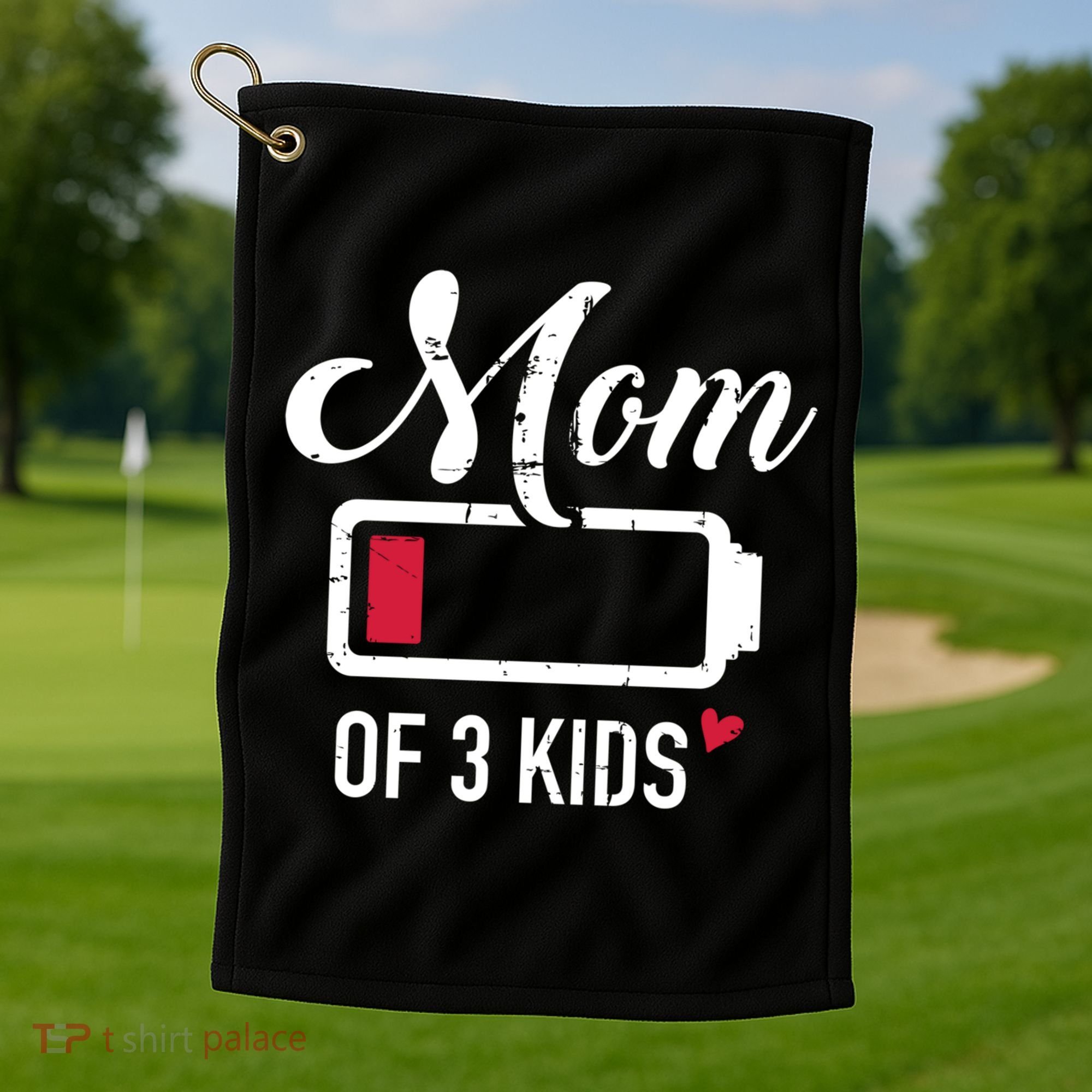 Mom Of 3 Low Battery Great Gift Golf Towel