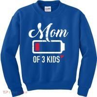 Mom Of 3 Low Battery Great Gift Kids Sweatshirt thumb 0