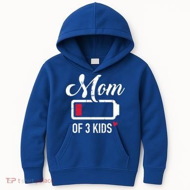 Mom Of 3 Low Battery Great Gift Kids Hoodie