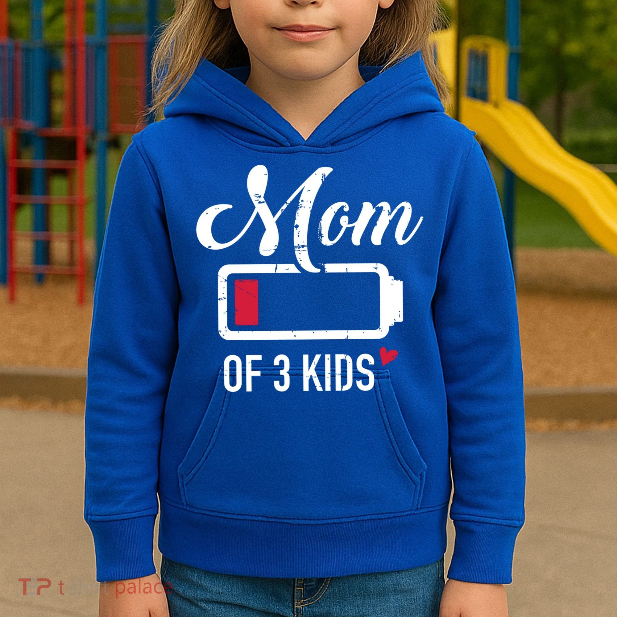 Mom Of 3 Low Battery Great Gift Kids Hoodie
