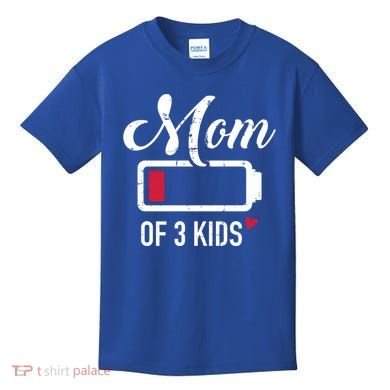 Mom Of 3 Low Battery Great Gift Kids T-Shirt