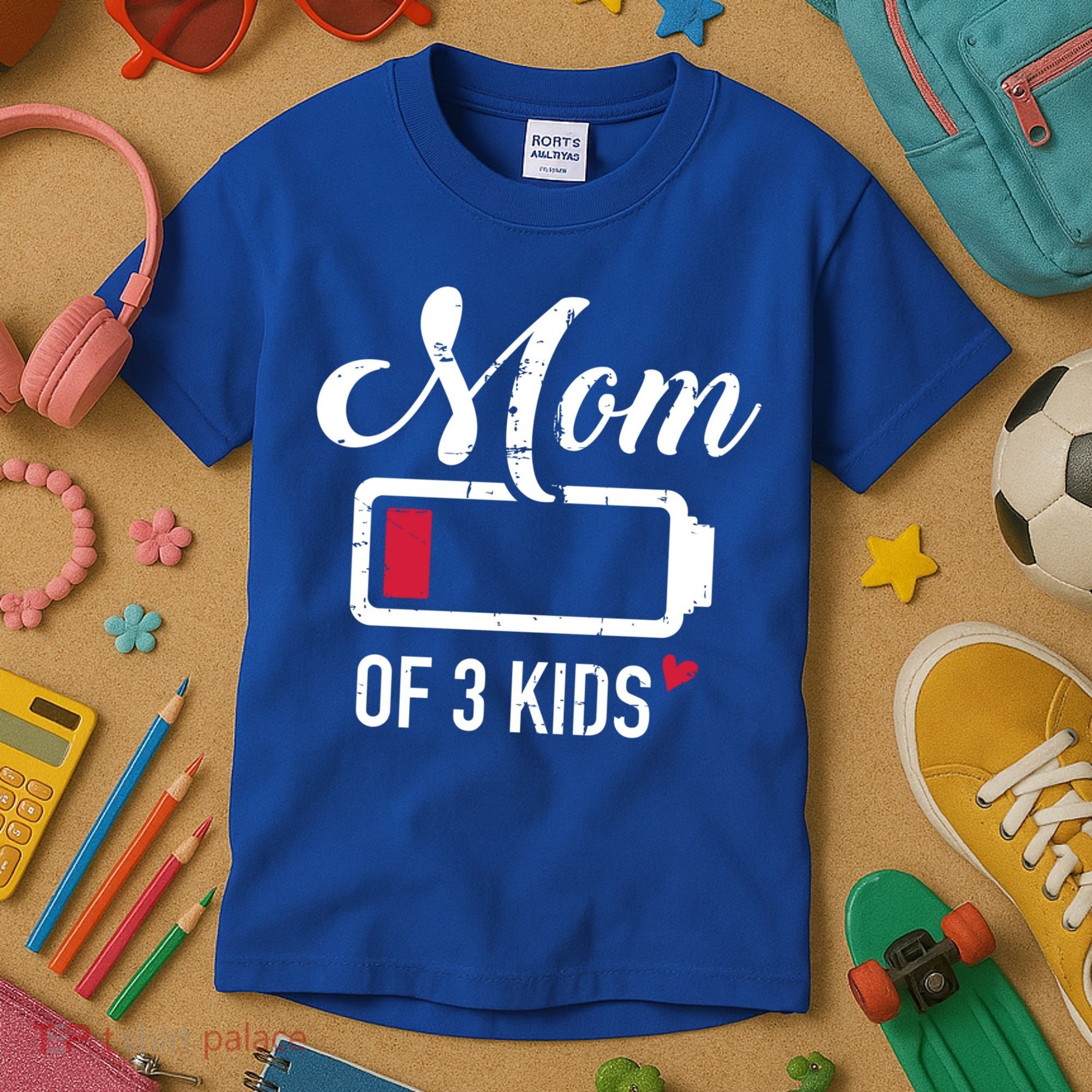 Mom Of 3 Low Battery Great Gift Kids T-Shirt