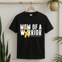Mom Of A Warrior Childhood Cancer Awareness T-Shirt thumb 2