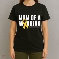 Mom Of A Warrior Childhood Cancer Awareness T-Shirt thumb 4