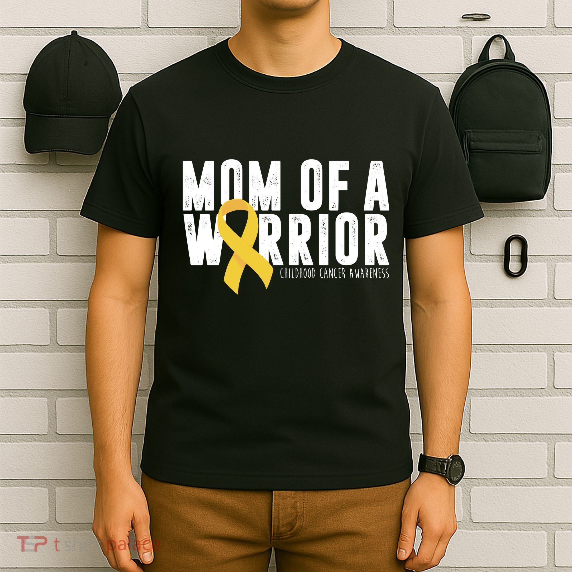 Mom Of A Warrior Childhood Cancer Awareness T-Shirt