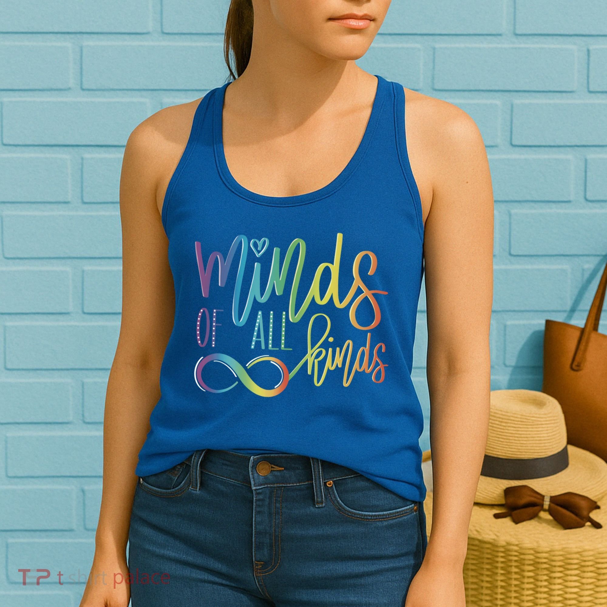 Minds Of All Kinds Neurodiversity Infinity Autism Awareness Gift Women's Tank Top