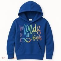 Minds Of All Kinds Neurodiversity Infinity Autism Awareness Gift Kids Hoodie thumb 0