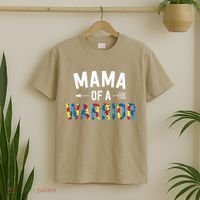 Mama Of A Warrior Family Mom World Autism Awareness Day T-Shirt thumb 2
