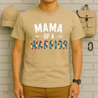 Mama Of A Warrior Family Mom World Autism Awareness Day T-Shirt thumb 6